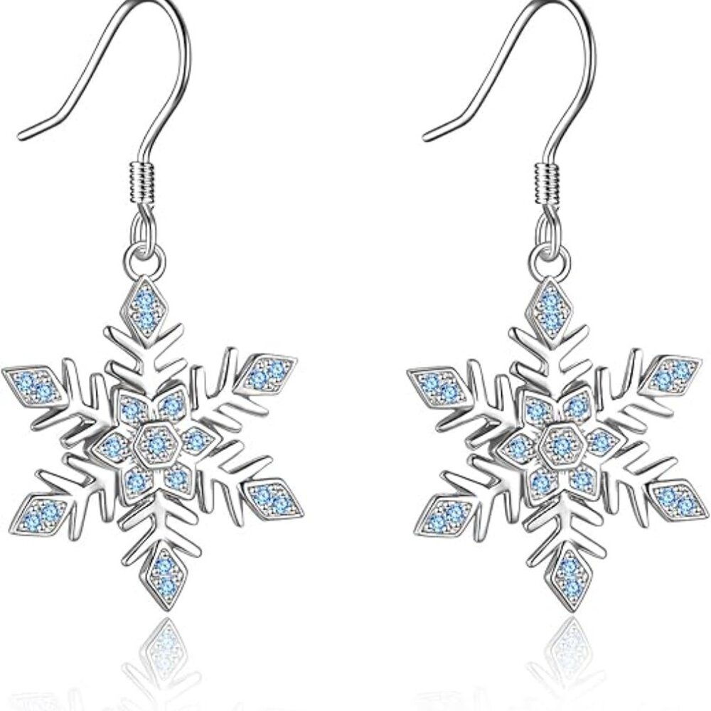 Neiman Marcus Sterling Silver Snowflake Christmas Earrings - Picture 4 of 4